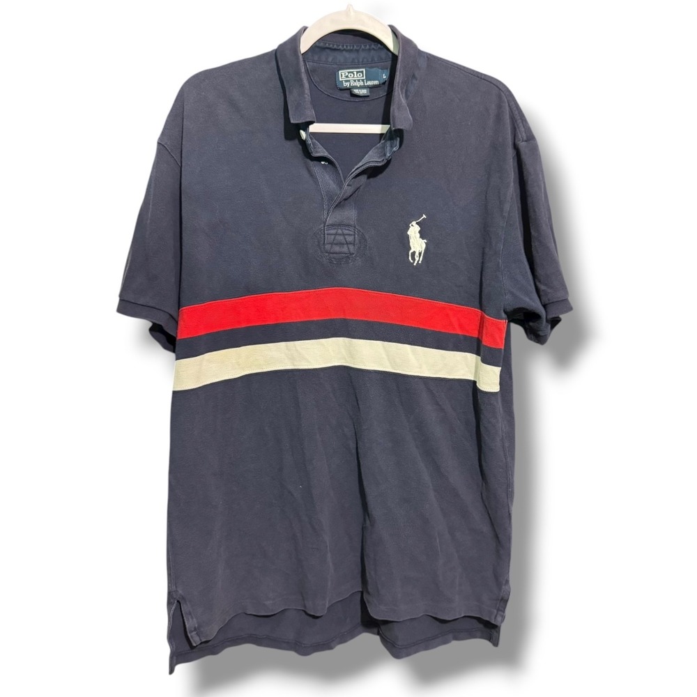 Vintage Ralph Lauren Polo Mens Large Short Sleeve Polo Big Pony Emblem Y2K